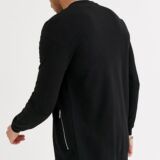 Black Muscle Longline Jersey Bomber jacket with Silver Zip Pockets