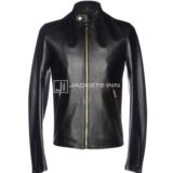 Black Shiny Leather jacket for Men