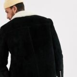 Black Suede Leather Flight jacket With Ecru Fur