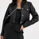 Cropped Textured Western Leather jacket