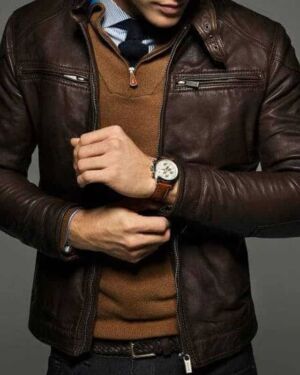 Genuine brown leather jacket