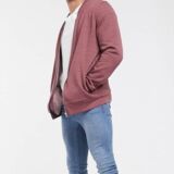 Mens Jersey Bomber jacket in Burgundy Marl