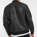 Real Kino Leather Bomber jacket in Black