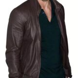 Ryan Reynolds stylish leather brown jacket