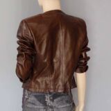 Women Amazing Vintage Style Brown Kiss Lock Pocket Leather jacket