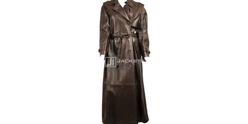 ESCADA BROWN LEATHER TRENCH OVERCOAT