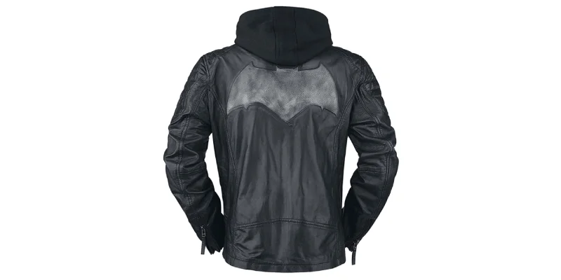 Batman Black Grey Hoodie Leather Jacket