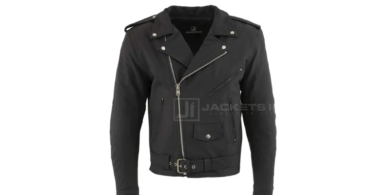 Eazy Mens Flat Black Leather Biker Jacket With Protective X Armor