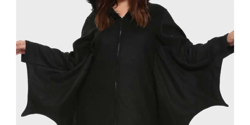 Girl Bat Black Hooded Costume Jacket For Women