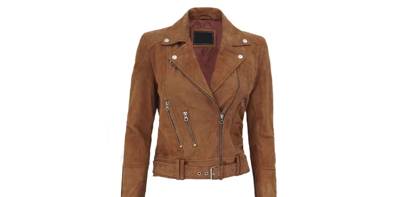 Melanie Womens Brown Suede Leather Biker Jacket