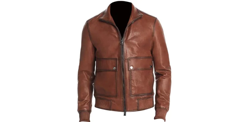 Michael Kors Mens Lamb Leather Cold Weather Bomber Jacket